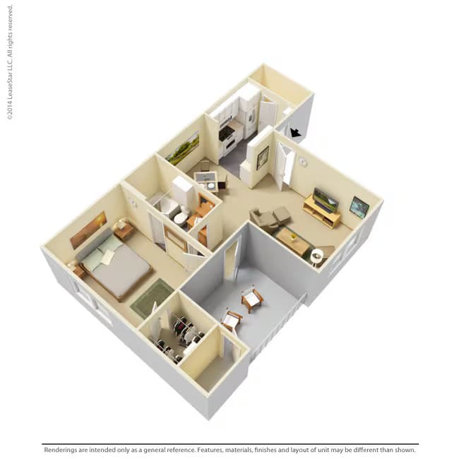 1 Bed • 1 Bath 2324 floor plan
