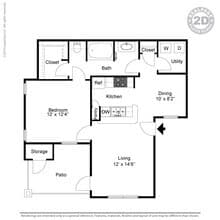 1 Bedroom - A3 1925 floor plan