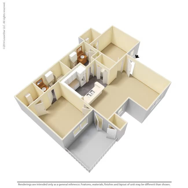 2 Beds • 2 Bath 1523 floor plan