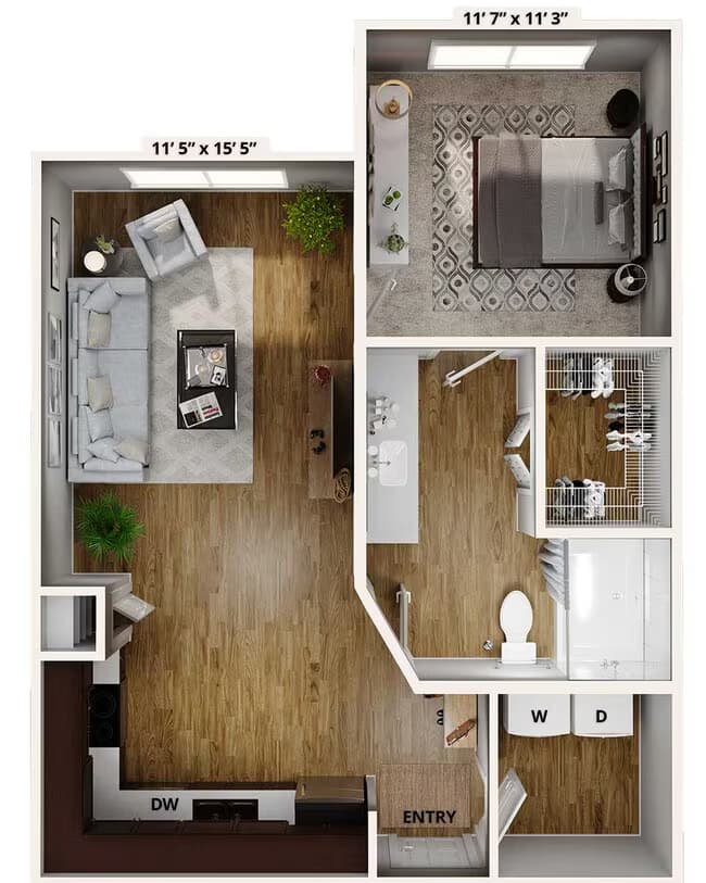 1 Bed • 1 Bath 004-4312 floor plan