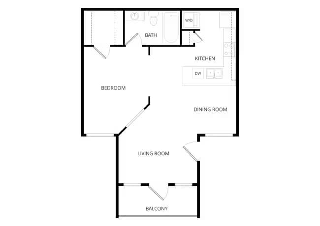 1 Bed • 1 Bath 0611 floor plan