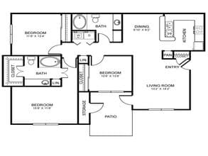 3 Beds • 2 Bath 0721 floor plan