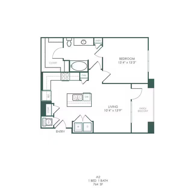 1 Bed • 1 Bath 12304 floor plan