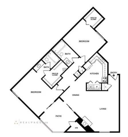 2 Beds • 2 Bath 1903 floor plan