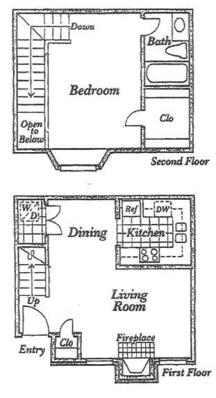 One Bed One Bath Studio 106 floor plan