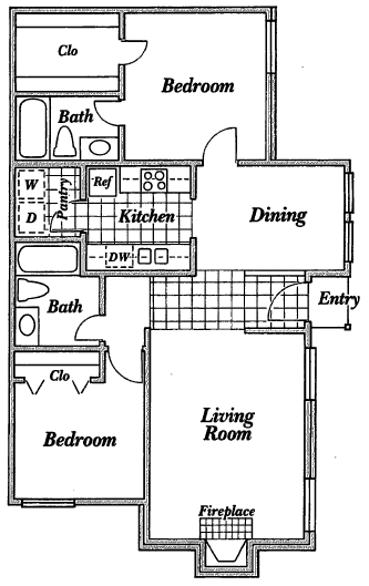 Two Bed Room Two Bath 240 floor plan