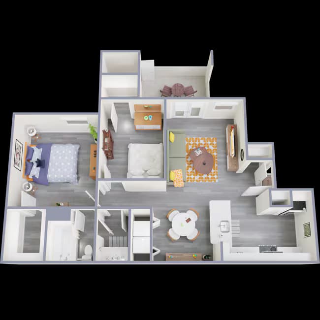 2 Beds • 2 Bath 1005 floor plan