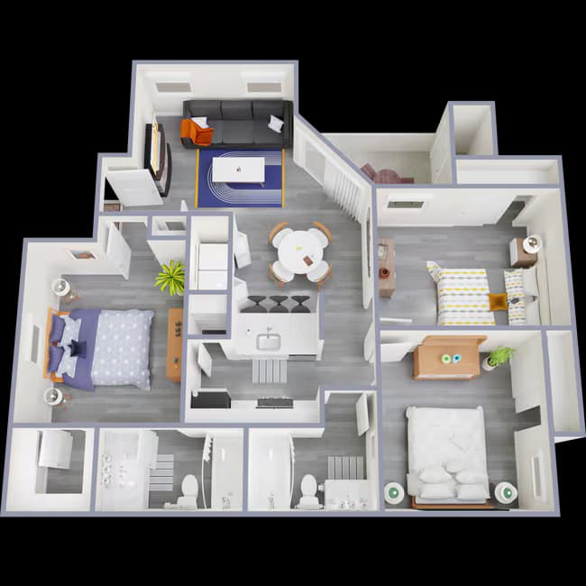 3 Beds • 2 Bath 0504 floor plan