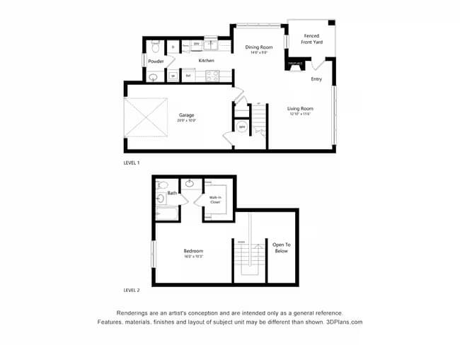2 Beds • 1 Bath 1806 floor plan