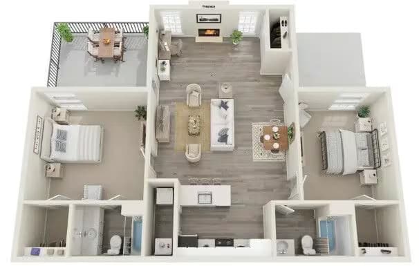 2 Bedroom Shelter Reno 246 floor plan
