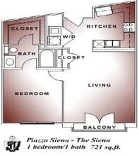 1 Bed • 1 Bath floor plan