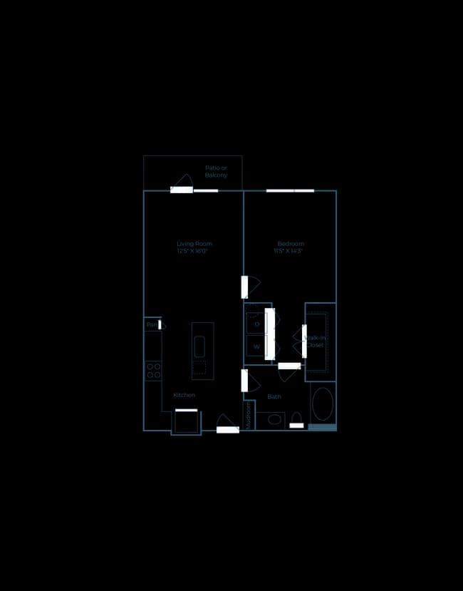 1 Bedroom 1 Bath 556 floor plan