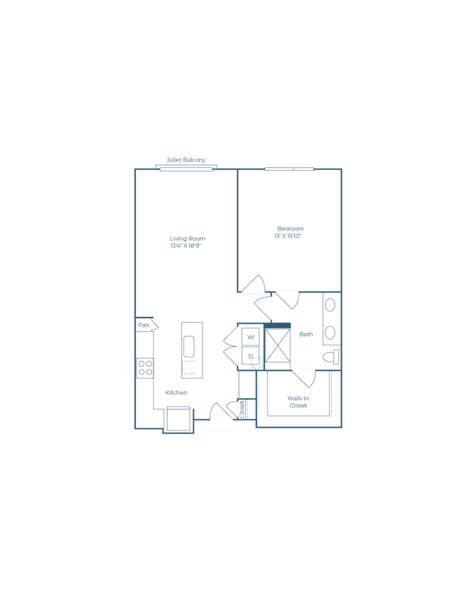 1 Bedroom 1 Bath 309 floor plan