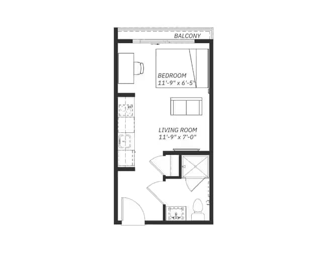Studio A 1-203 floor plan