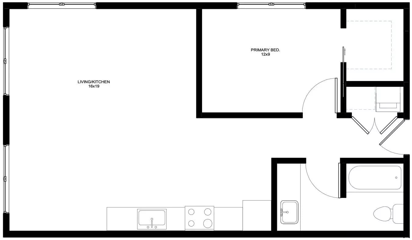 1 Bedroom 1 Bathroom 109 floor plan