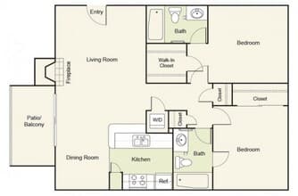 Type A : 2 Bed 2 Bath 236 floor plan