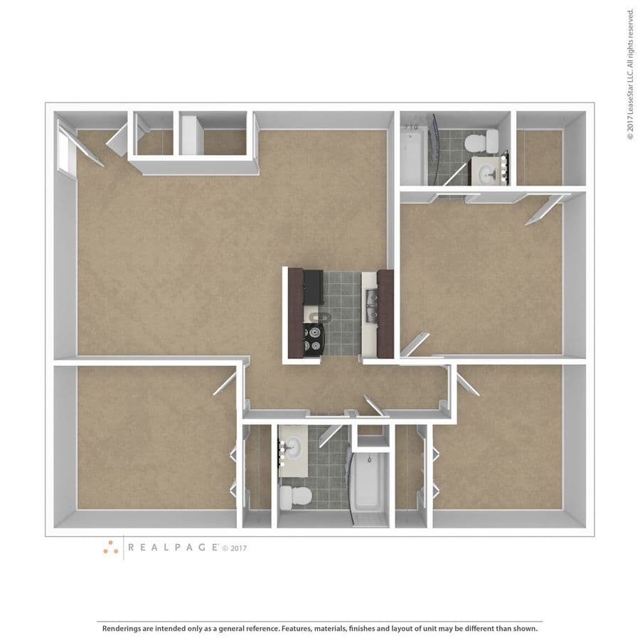 3 Beds • 1 Bath 711 floor plan
