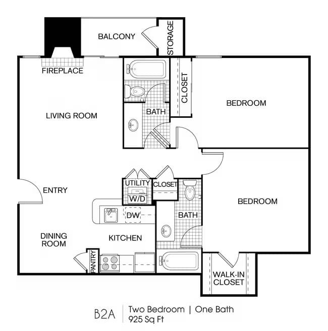 2 Beds • 2 Bath 5321 floor plan