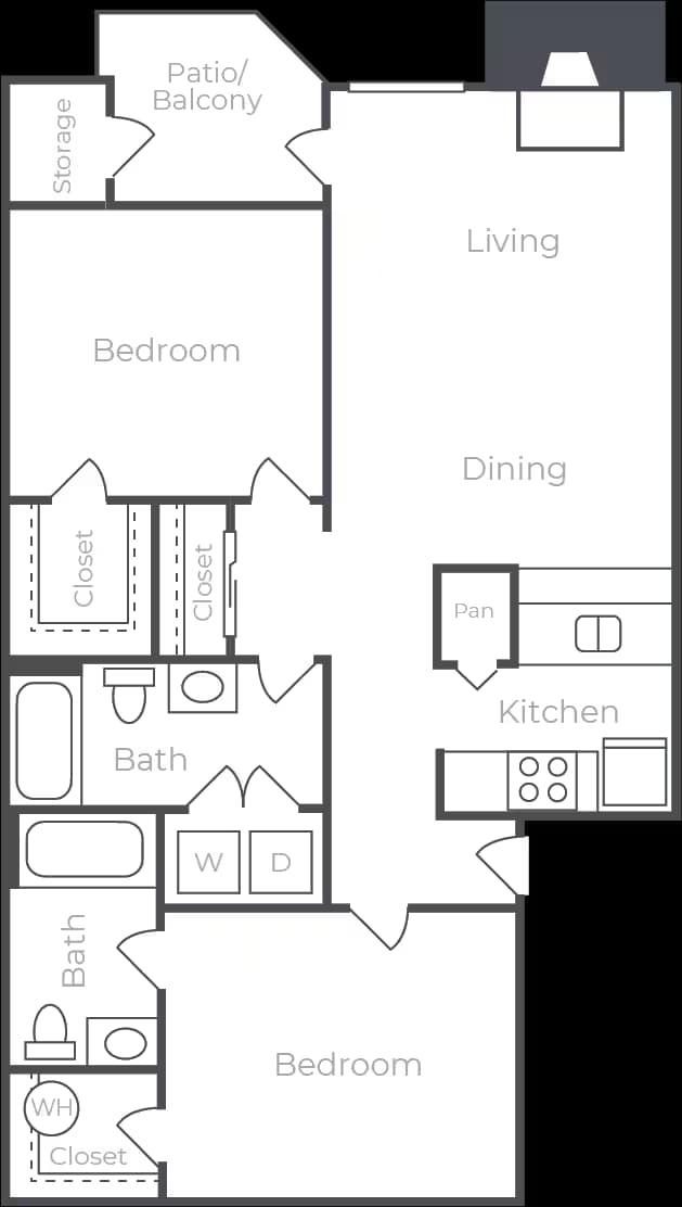 2 Beds • 2 Bath 160 floor plan