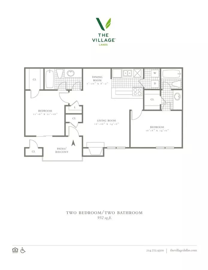 2 Beds • 2 Bath 3308 floor plan