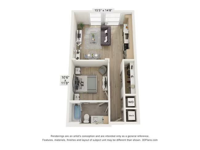 1 Bed • 1 Bath 720 floor plan