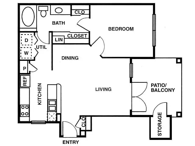1 Bed • 1 Bath 1323 floor plan
