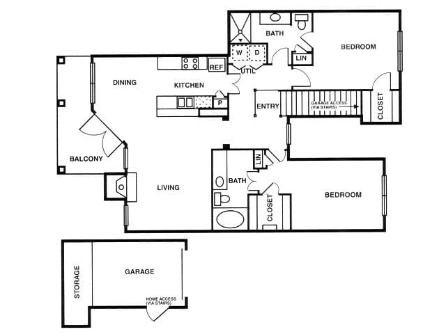 2 Beds • 2 Bath 0823 floor plan