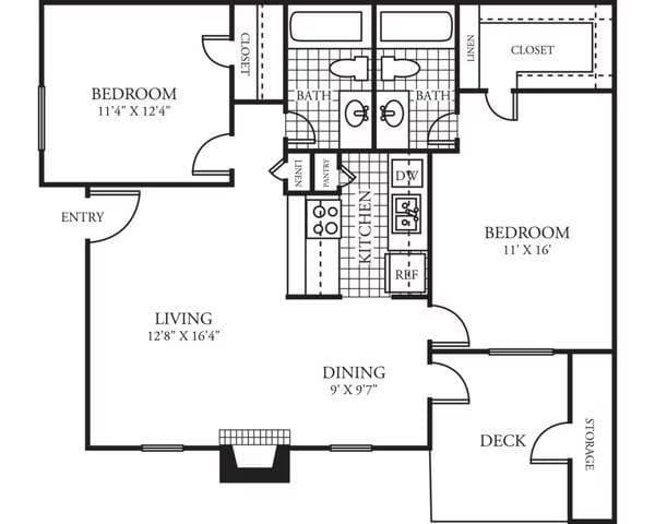 2 Beds • 2 Bath 1113 floor plan