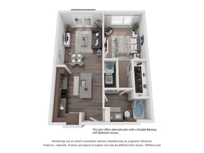 1 Bed • 1 Bath 547 floor plan