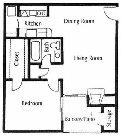 1 Bed • 1 Bath 258 floor plan