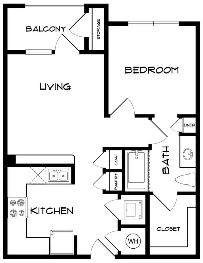 1 Bed • 1 Bath 6307 floor plan
