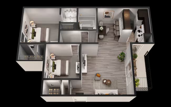 Upgraded- 2 Bedroom 1 Bath 112 floor plan