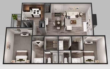 Upgraded- 2 Bedroom 2 Bath 108 floor plan