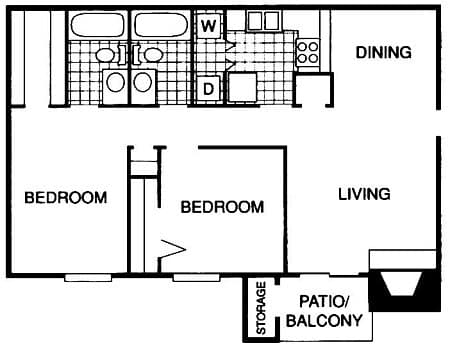 Two Bed / Two Bath 1521P floor plan
