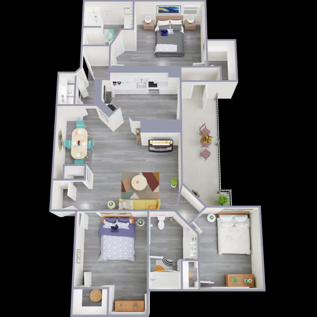 3 Beds • 2 Bath 938 floor plan