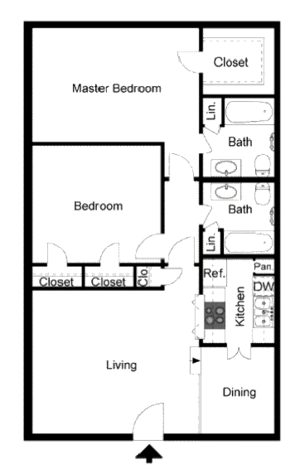 B-1 2/2 M108 floor plan