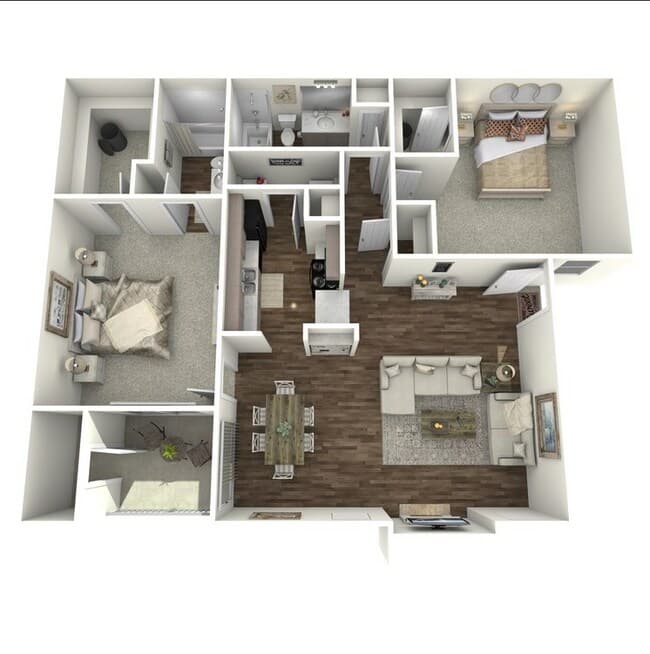 2Bed/2Bath with sunroom 824 floor plan