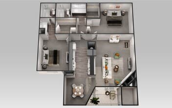 2 Bedroom 2 Bath 1101 floor plan