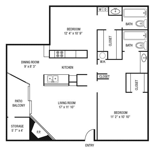 2 Bedroom 2 Bath 2502 floor plan