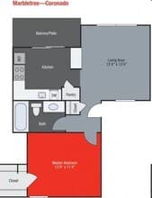 1 Bed • 1 Bath 1046 floor plan