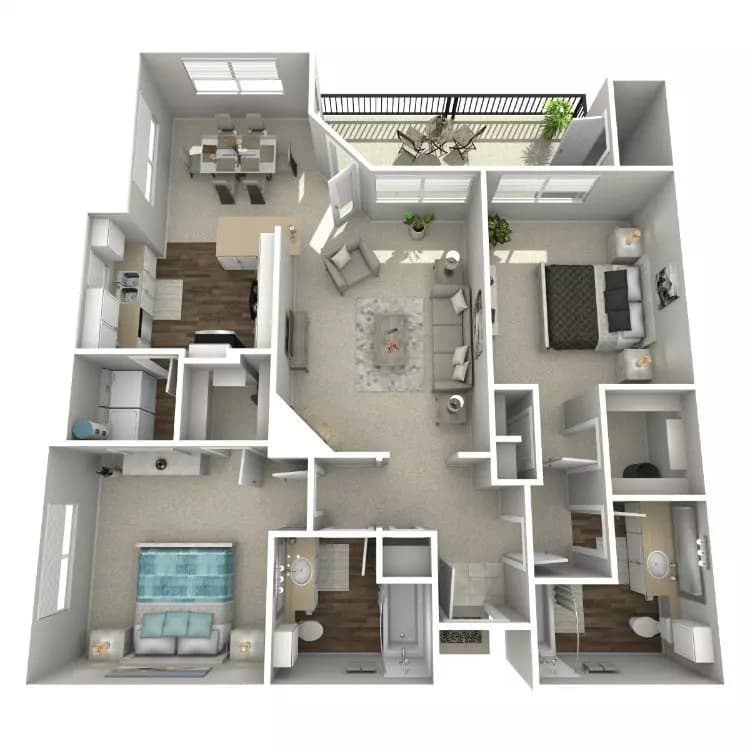2 Bed, 2 Bath C Upgraded 1-122 floor plan