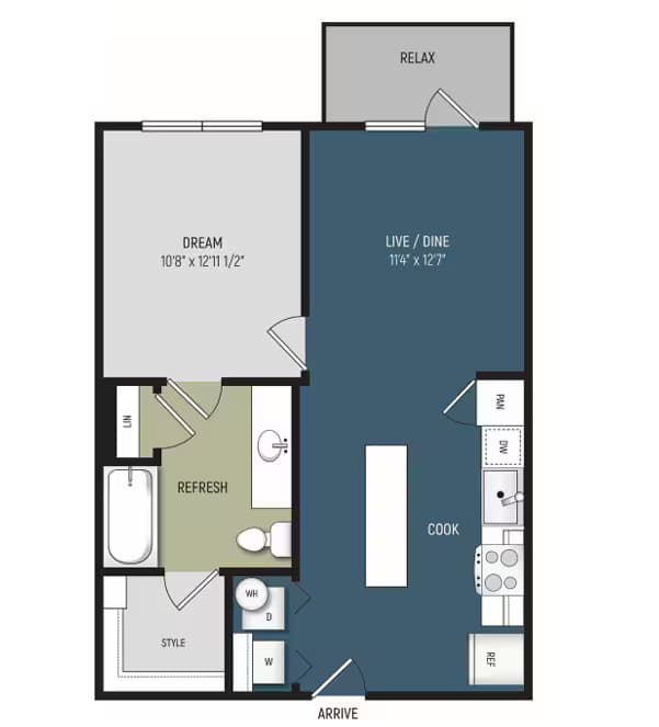 1 Bed • 1 Bath 1132 floor plan