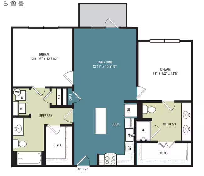 2 Beds • 2 Bath 2431 floor plan