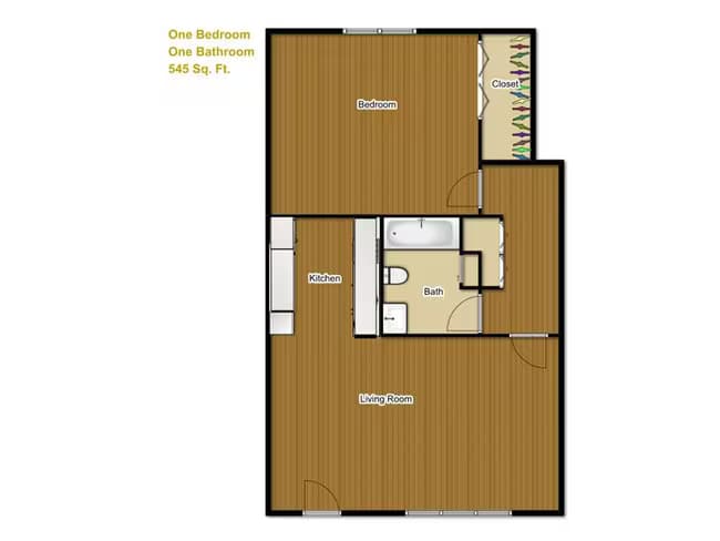 1 Bed • 1 Bath 124 floor plan