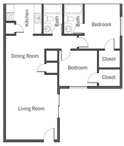2/2 855 SF 239 floor plan