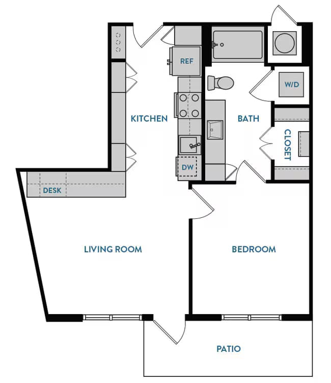 1 Bed • 1 Bath 0709 floor plan