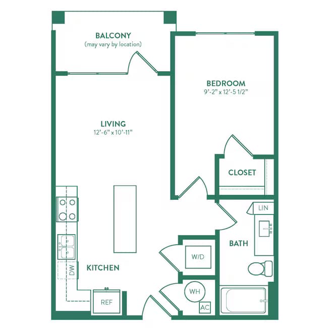 1 Bed • 1 Bath floor plan