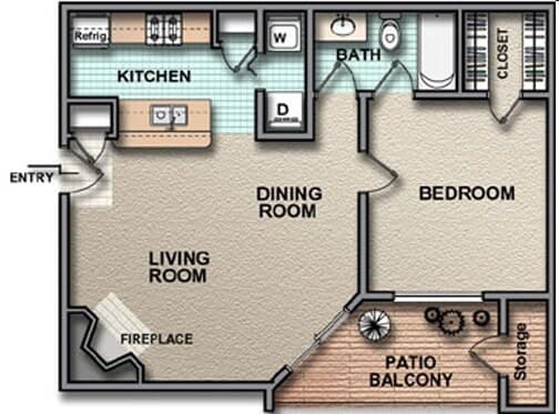 1 Bed • 1 Bath 439 floor plan
