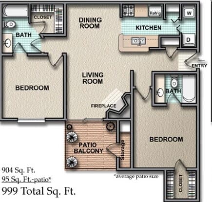 2 Beds • 2 Bath 259 floor plan
