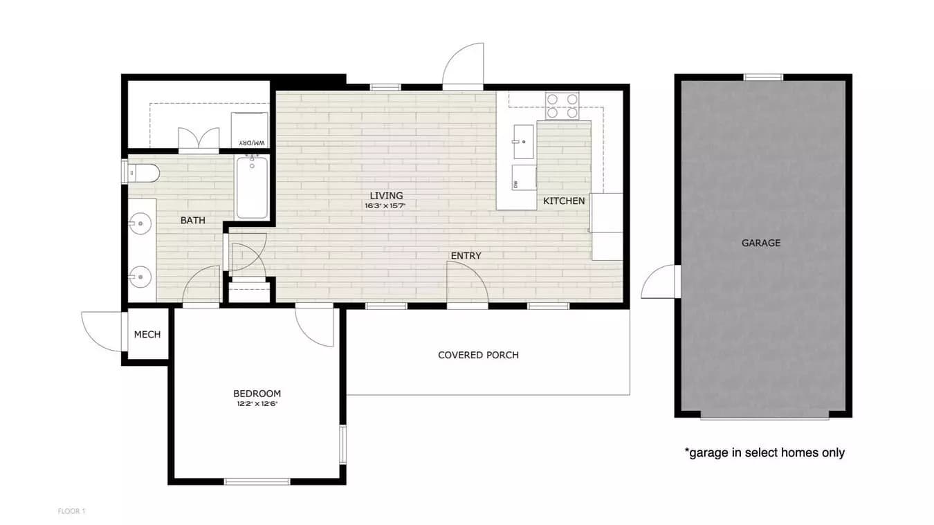1 Bed • 1 Bath 00713 floor plan